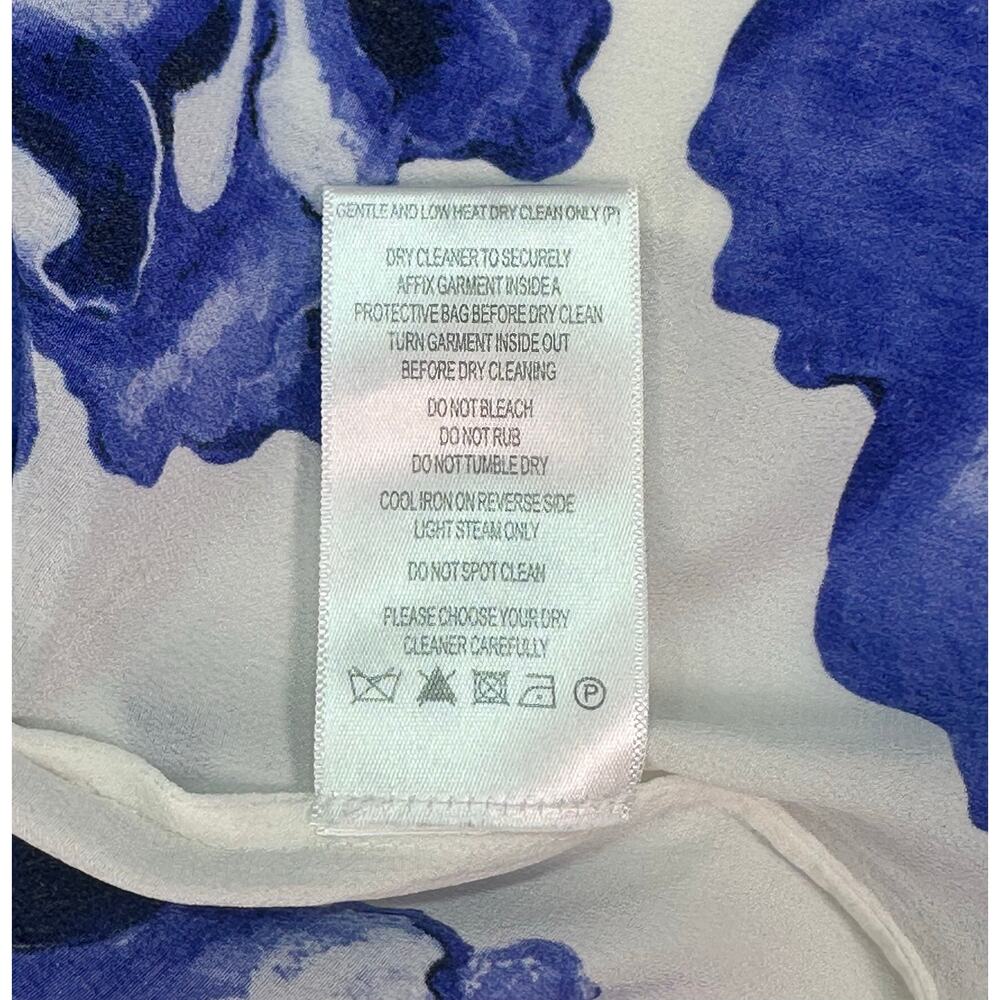 NWOT Aje Atomic 100% Silk Shirt Boldly Blooming Cobalt Floral Blouse Size 8 - Picture 15 of 15
